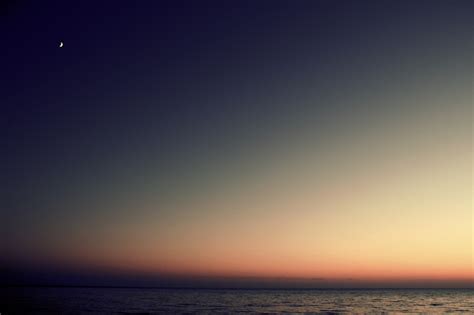 Free Images : sea, ocean, horizon, sky, night, wave, dawn, dusk, blue, moonlight, half moon ...