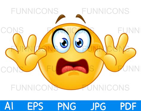 Clipart Cartoon of Panic Emoji Emoticon With Hands Up Dont - Etsy Denmark