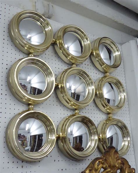 MIRROR, wall art comprising of circular mirrors in plated frames, 67cm ...