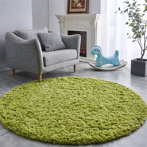 FJZFING Grass Green Round Rug Ultra-Soft Plush Modern 6x6 Circle Area ...