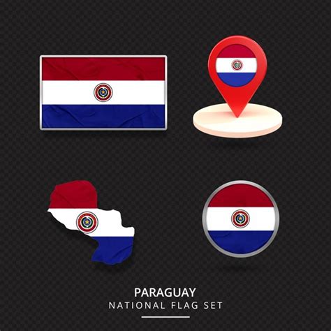 Premium PSD | Paraguay national flag map location element design