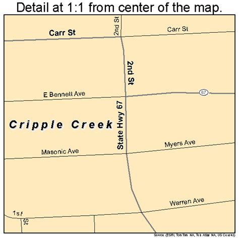 Cripple Creek Colorado Street Map 0818530