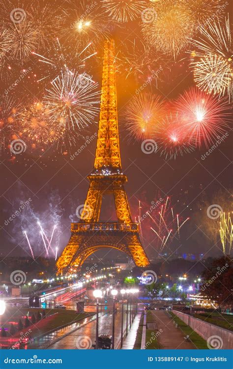 Beautiful Eiffel Tower Fireworks Near the Eiffel Tower Editorial Photography - Image of holiday ...