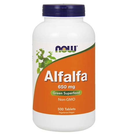 Alfalfa Supplement 650 mg - 500 Tabs, NOW Foods - Discount Remedies Inc