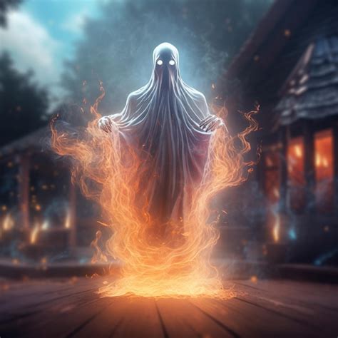 Premium AI Image | A ghost with a fire on the back