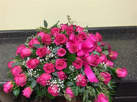 Pink Rose Casket Spray by Surely Daisies | Sympathy flowers, Funeral arrangements, Casket sprays