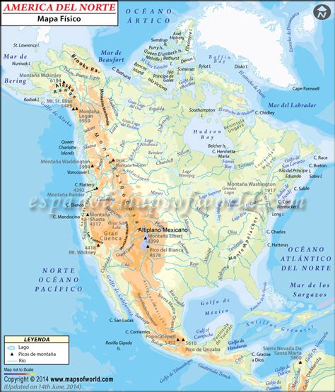 Mapa Fisico de America del Norte | Mapa Fisico de Norte America