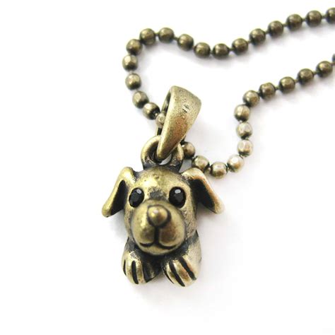 Puppy Dog Adorable Animal Charm Necklace in Brass | Animal Jewelry