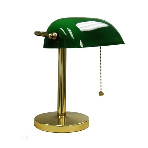 ORE International 12.5 in. Gold/Green Bankers Lamp-KT-188GR - The Home Depot