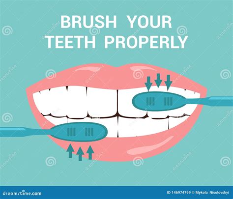 Brush Your Teeth Properly Flat Vector Illustration Stock Vector - Illustration of banner, color ...