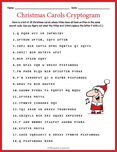 Christmas Carols Cryptogram