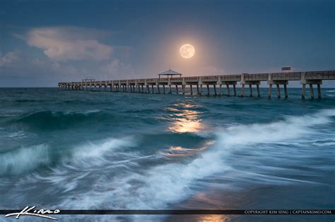 Full Moon Over Juno Beach Pier