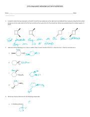 20 Cycloalkane_Nomenclature_Exercises (2) (1).pdf - CYCLOALKANE NOMENCLATURE EXERCISES Name Mods ...