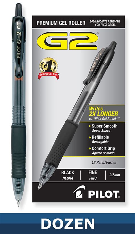 Pilot 31020 G2 07 Retractable Gel Ink Pen black Dozen