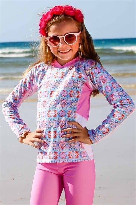 Girls Rash Guard Multi Panel Long Sleeve