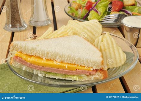 Baloney Sandwich with Chips Stock Image - Image of croutons, sandwich: 33979827