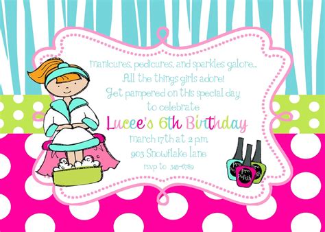 Pamper Party Invitations For Girls