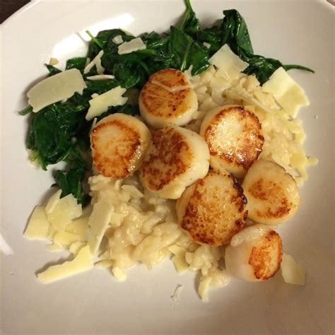 Seared Scallops with Lemony Parmesan Risotto and Spinach – The Sisters ...