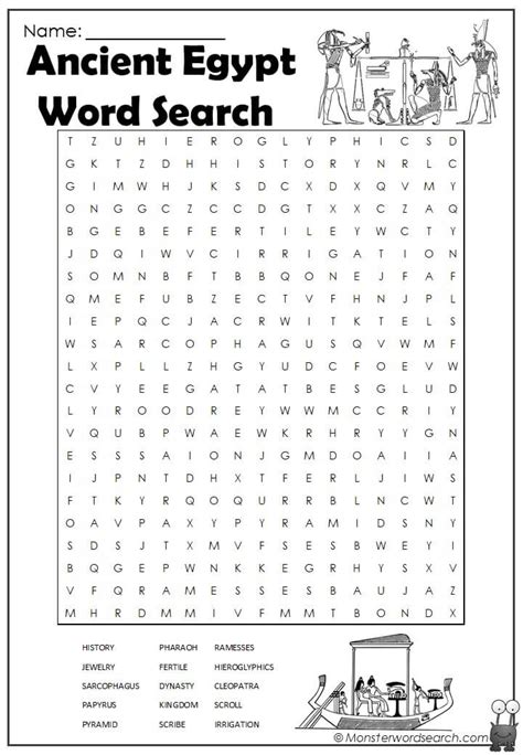 Ancient Egypt Word Search- Monster Word Search