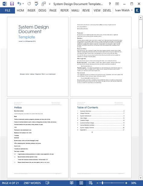 System Design Document Templates (MS Word/Excel) – Templates, Forms ...