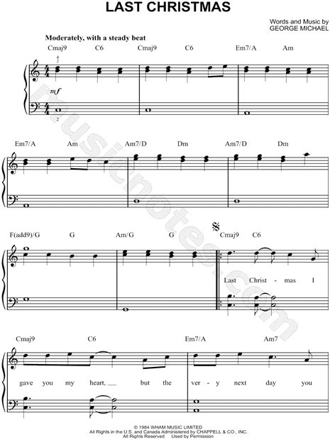 Last Christmas Piano Sheet Music Easy - Last Christmas Sheet Music ...