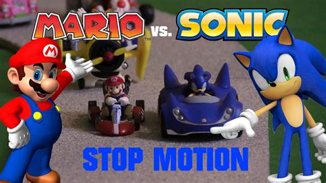 Mario vs. Sonic Kart Racing Stop Motion - YouTube