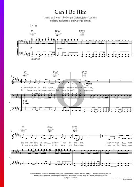 Can I Be Him Piano Sheet Music Pdf