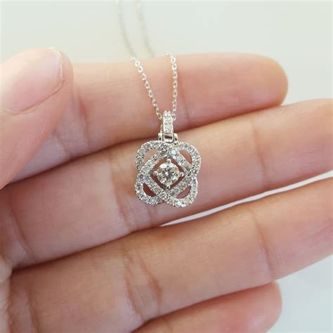 Gems One Diamond Infinity Love Heart Knot Pendant Necklace In 14k White ...