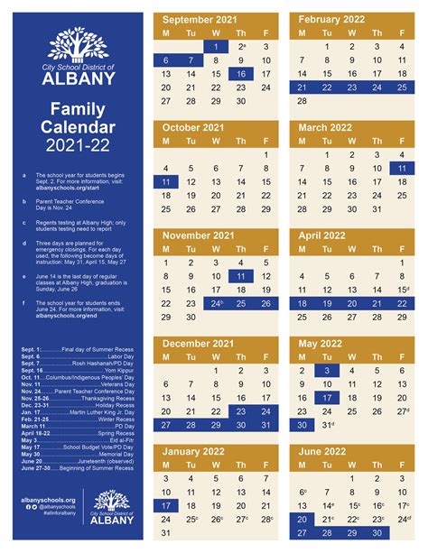 2021-22 calendar approved | City School District of Albany