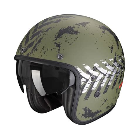 Scorpion Belfast Evo Nevada Helmet Green Matt 78-427-319 Jet Helmets | MotoStorm