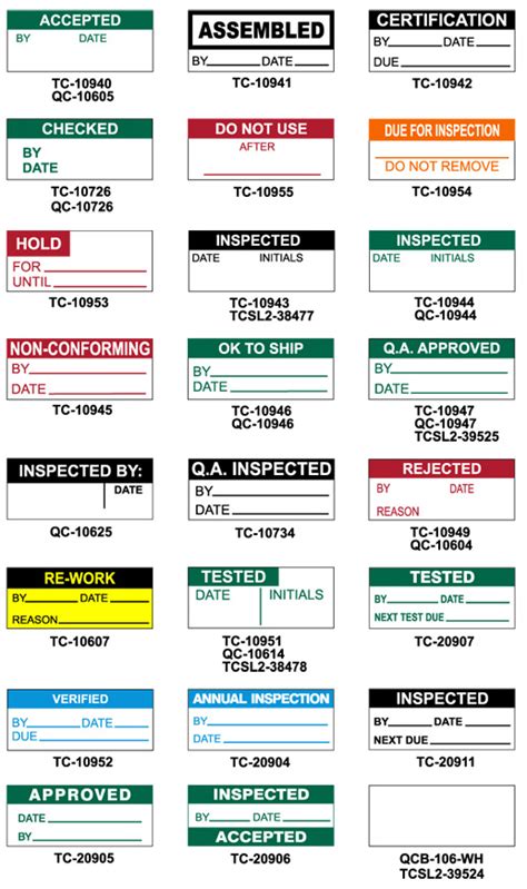 QC Inspection Labels | Stranco Inc