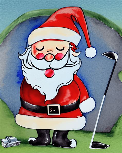 Santa Claus Golfing Chibi Cartoon · Creative Fabrica