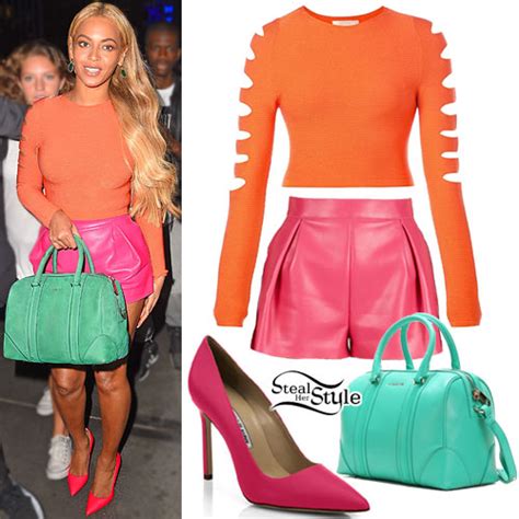 Beyoncé: Hot Pink Leather Shorts Outfit | Steal Her Style