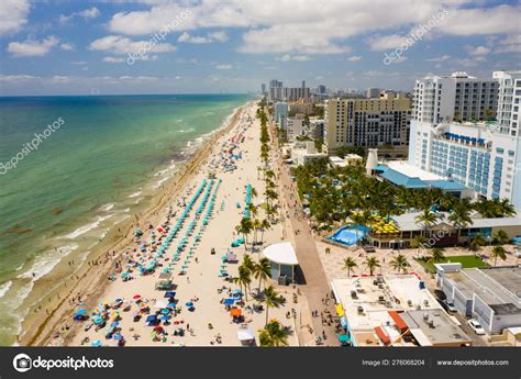 Aerial photo Hollywood Beach FL summer weekends no logos – Stock ...