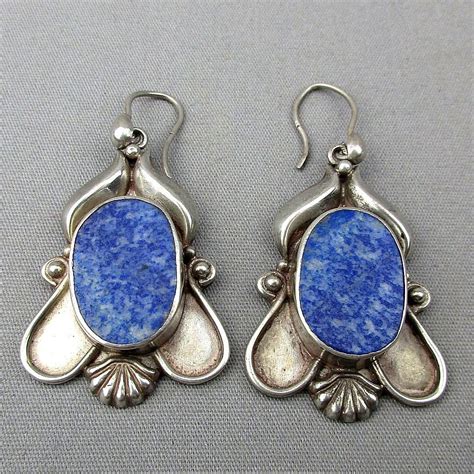 Vintage Sterling Silver Lapis Dangle Earrings from greatvintagestuff on Ruby Lane