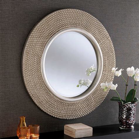 Circular Contemporary Silver Studded Wall Mirror | Wall Mirrors