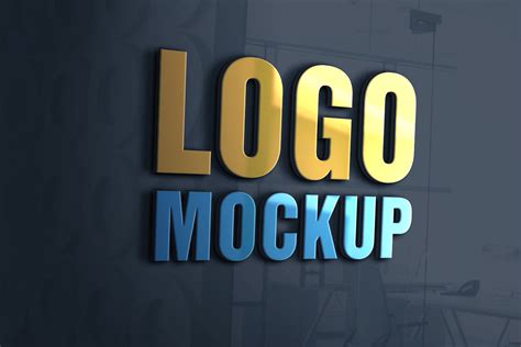 3d glass wall logo mockup psd free download - honeb