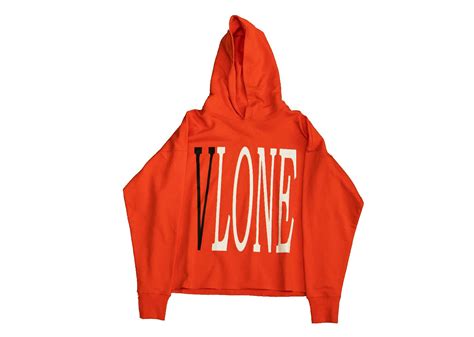 Vlone OG Logo Black V Hoodie Orange - kickstw