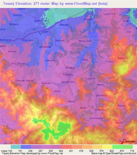 Elevation of Tesanj,Bosnia and Herzegovina Elevation Map, Topography, Contour