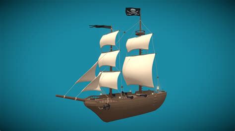 Stylized Low Poly Pirate Ship Brigantine - Buy Royalty Free 3D model by Raging Rocket ...