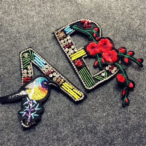 English letters Beaded Patch sequin alphabet patch clothing decorative supplies embroidery ...