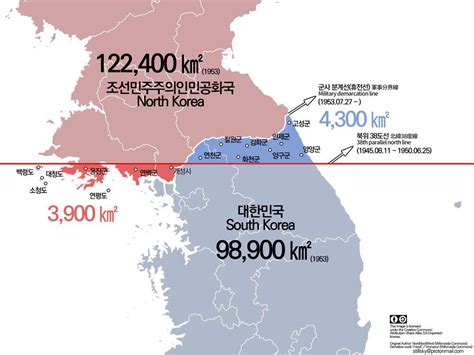 North & South Korea border — before and after the Korean War (1950-1953 ...
