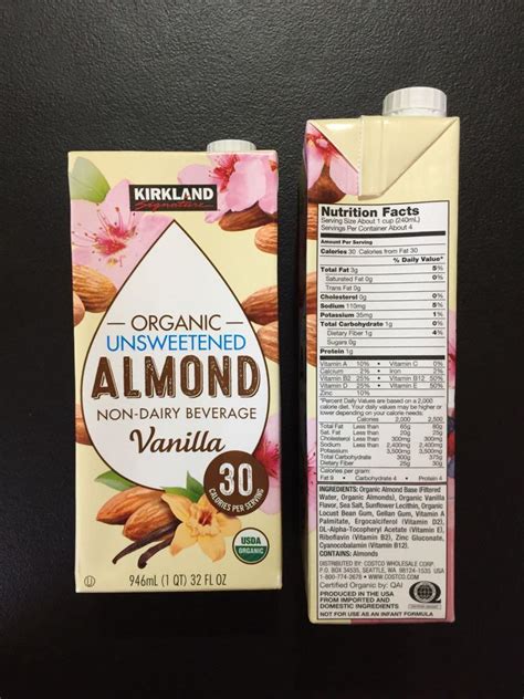 Kirkland Unsweetened Almond Milk Nutrition Facts | Besto Blog