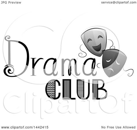 Clipart of a Pair of Theater Masks with Drama Club Text - Royalty Free Vector Illustration by ...