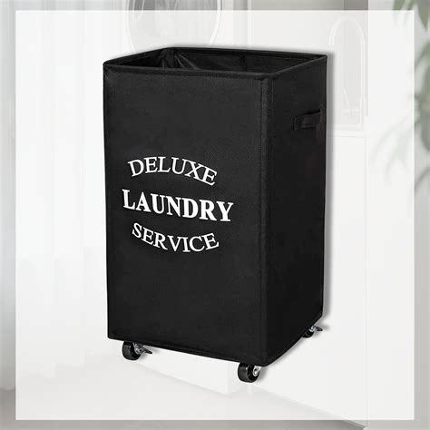 Latitude Run® Large Rolling Laundry Basket Wheels 90L Collapsible Tall ...