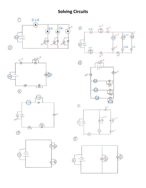 Solving Circuit Diagrams - Worksheet | Science 7th Grade - Worksheets ...