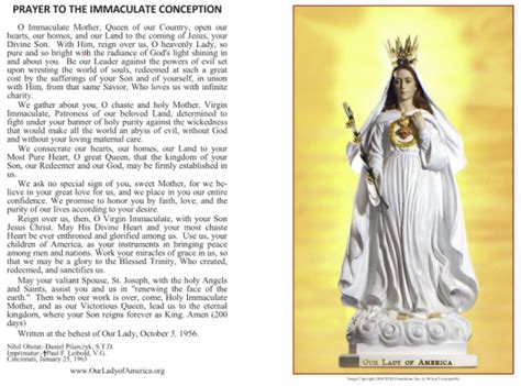 Our Lady Of Immaculate Conception Prayer