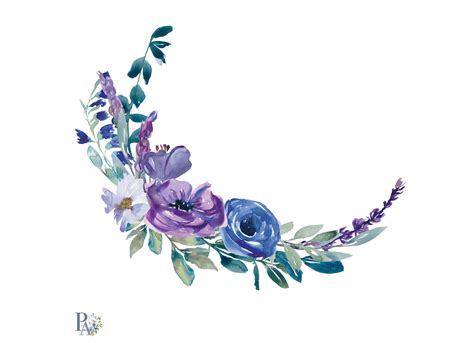 Wreath Watercolor, Watercolor Flowers, Watercolor Wedding, Blue And ...
