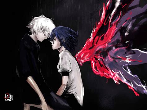 Tokyo Ghoul: Kaneki and Touka by wolfnocturne on DeviantArt