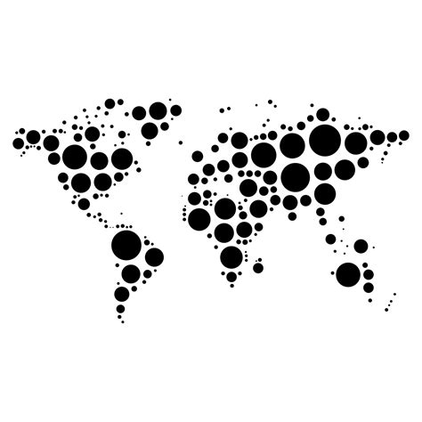 Geometric World Map With Circle Pattern Round World Map Wall - Etsy